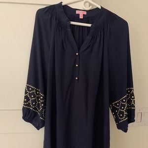 Lily Pulitzer Navy and Gold Dress